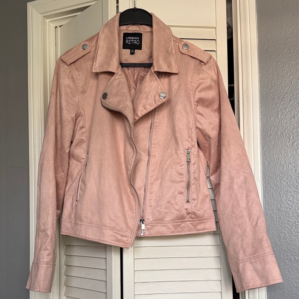 Women's Pink Faux-Suede Jacket